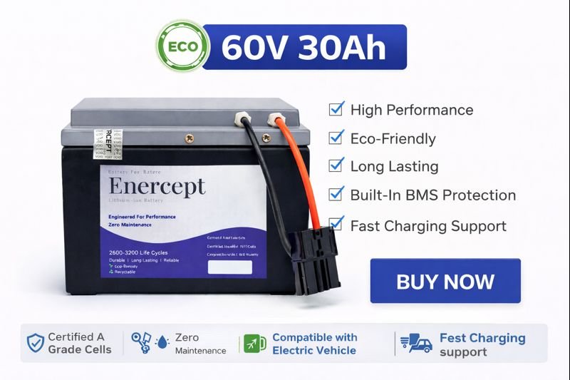Enercept Lithium-Ion Battery Pack  60V 30Ah | High Performance | For Electric Scooty